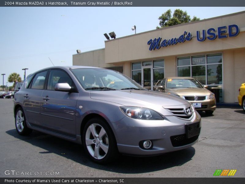 Titanium Gray Metallic / Black/Red 2004 Mazda MAZDA3 s Hatchback