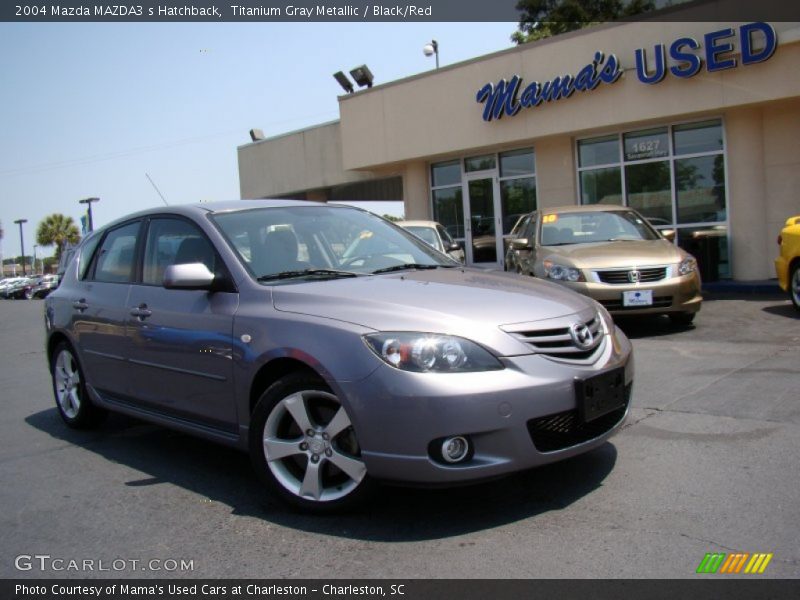 Titanium Gray Metallic / Black/Red 2004 Mazda MAZDA3 s Hatchback