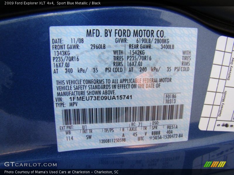 Sport Blue Metallic / Black 2009 Ford Explorer XLT 4x4