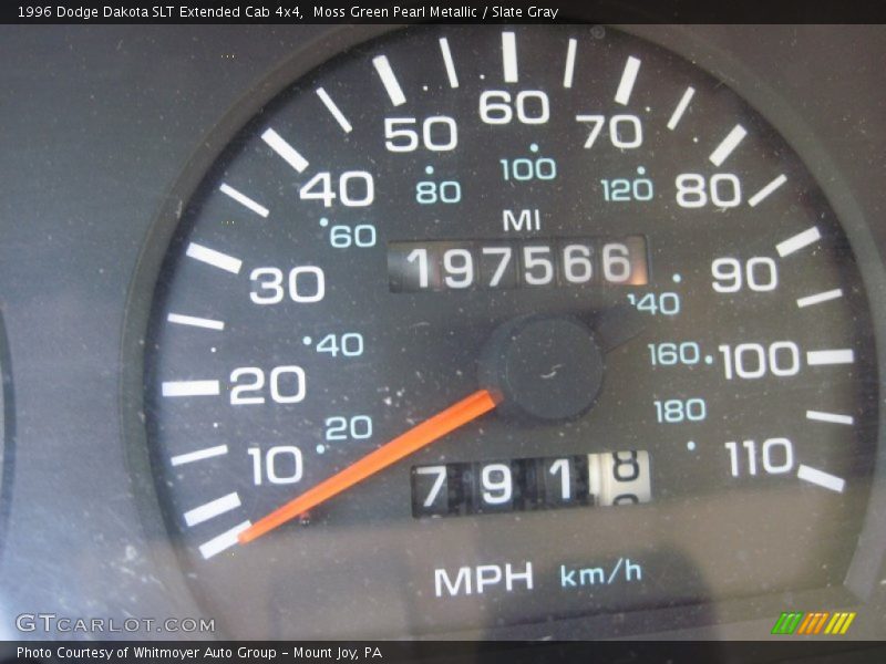 Moss Green Pearl Metallic / Slate Gray 1996 Dodge Dakota SLT Extended Cab 4x4