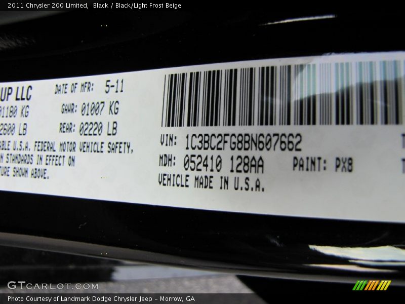Black / Black/Light Frost Beige 2011 Chrysler 200 Limited