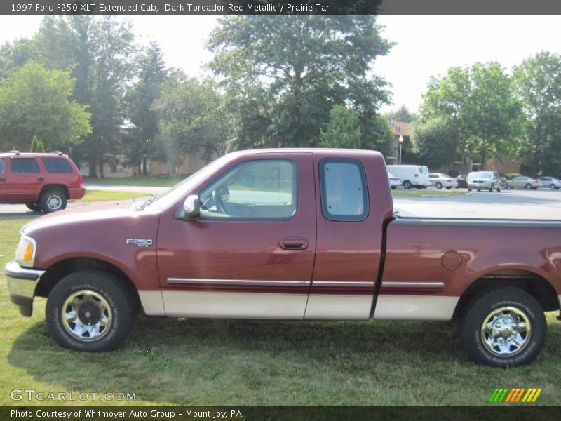 Dark Toreador Red Metallic / Prairie Tan 1997 Ford F250 XLT Extended Cab