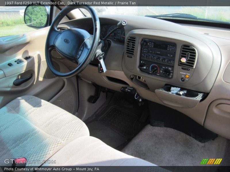 Dark Toreador Red Metallic / Prairie Tan 1997 Ford F250 XLT Extended Cab