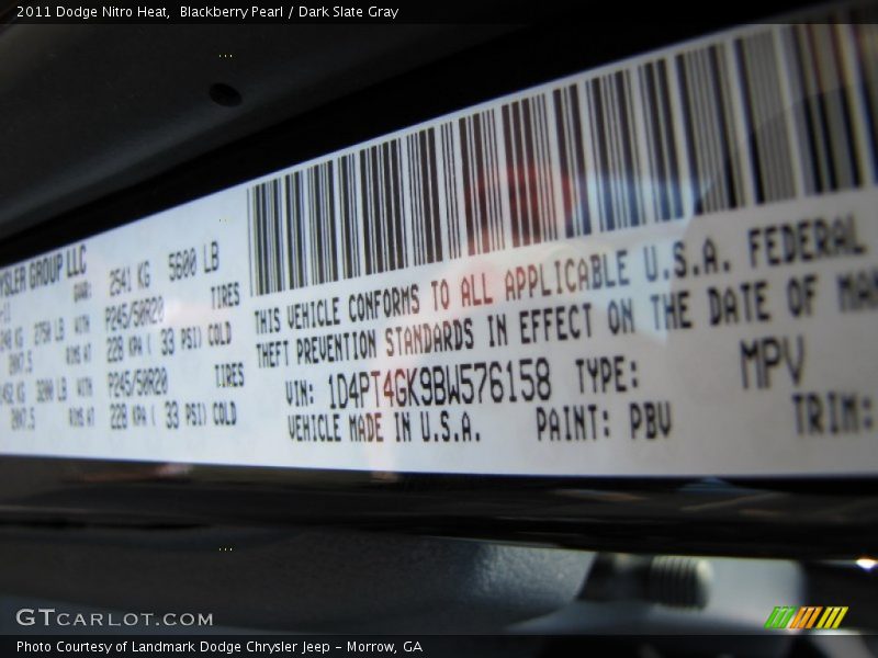 Blackberry Pearl / Dark Slate Gray 2011 Dodge Nitro Heat