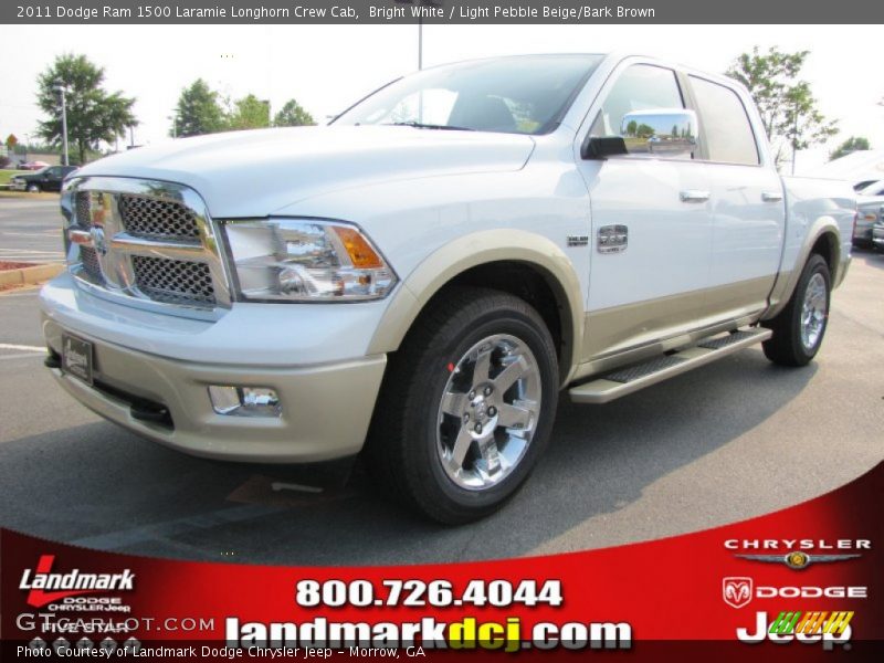 Bright White / Light Pebble Beige/Bark Brown 2011 Dodge Ram 1500 Laramie Longhorn Crew Cab