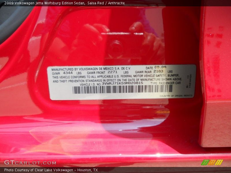 Salsa Red / Anthracite 2009 Volkswagen Jetta Wolfsburg Edition Sedan
