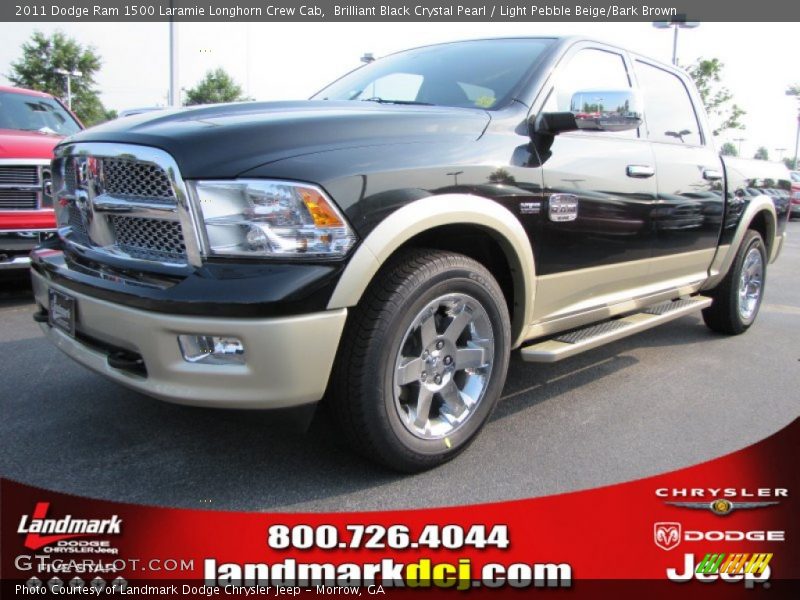 Brilliant Black Crystal Pearl / Light Pebble Beige/Bark Brown 2011 Dodge Ram 1500 Laramie Longhorn Crew Cab