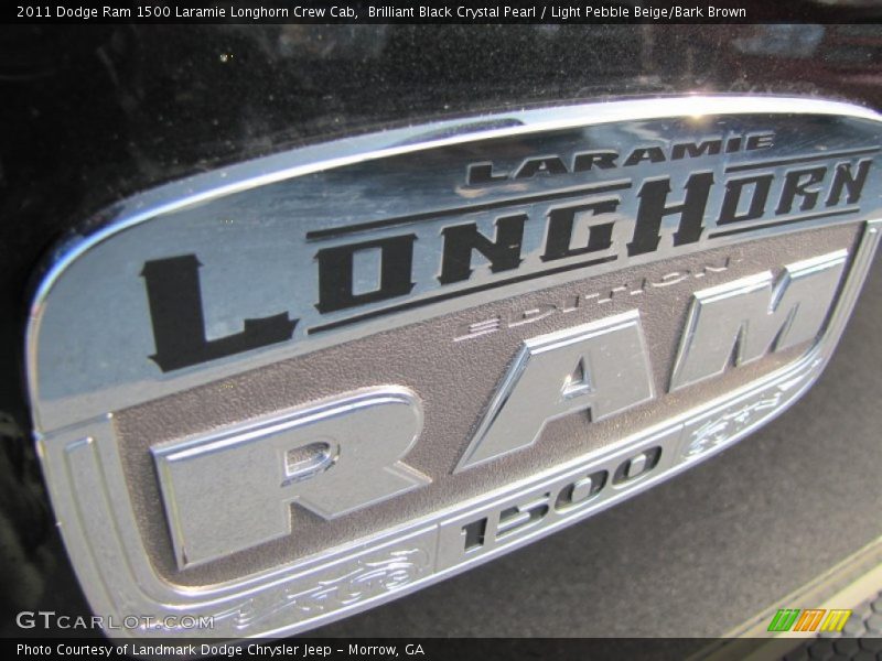 Brilliant Black Crystal Pearl / Light Pebble Beige/Bark Brown 2011 Dodge Ram 1500 Laramie Longhorn Crew Cab