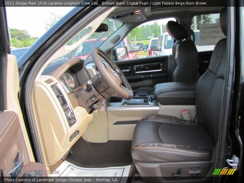 Brilliant Black Crystal Pearl / Light Pebble Beige/Bark Brown 2011 Dodge Ram 1500 Laramie Longhorn Crew Cab