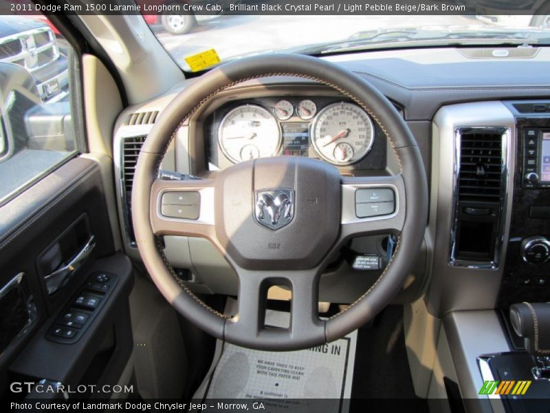 Brilliant Black Crystal Pearl / Light Pebble Beige/Bark Brown 2011 Dodge Ram 1500 Laramie Longhorn Crew Cab