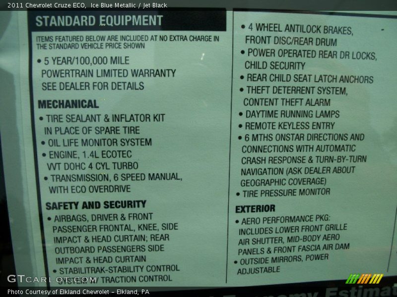Ice Blue Metallic / Jet Black 2011 Chevrolet Cruze ECO