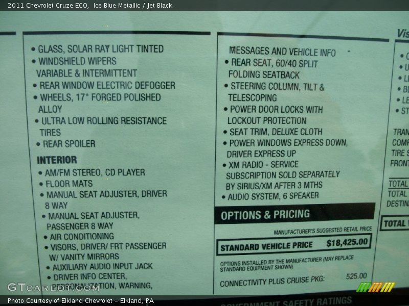 Ice Blue Metallic / Jet Black 2011 Chevrolet Cruze ECO