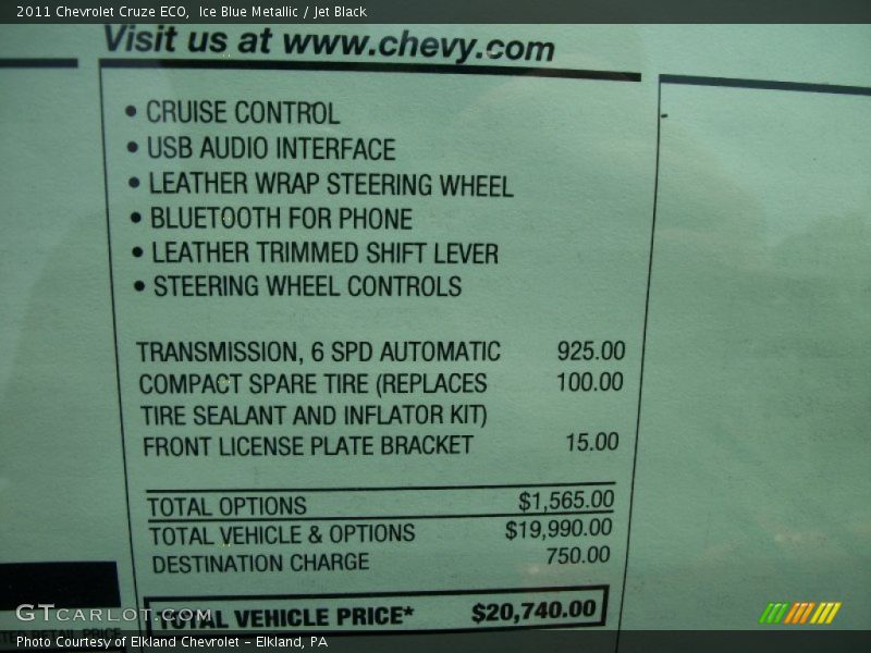 Ice Blue Metallic / Jet Black 2011 Chevrolet Cruze ECO