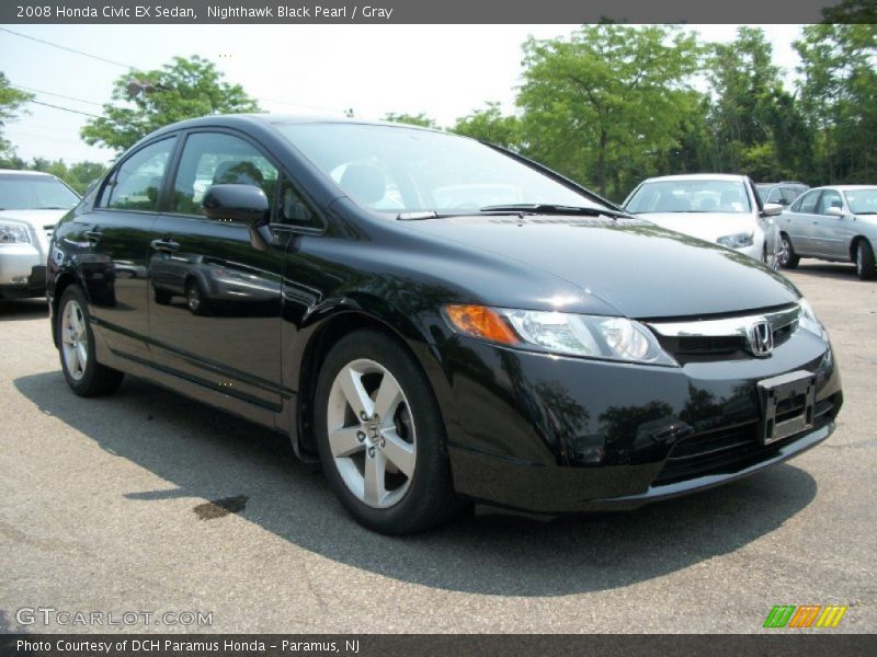 Nighthawk Black Pearl / Gray 2008 Honda Civic EX Sedan