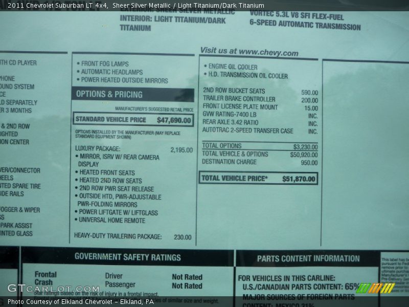 Sheer Silver Metallic / Light Titanium/Dark Titanium 2011 Chevrolet Suburban LT 4x4