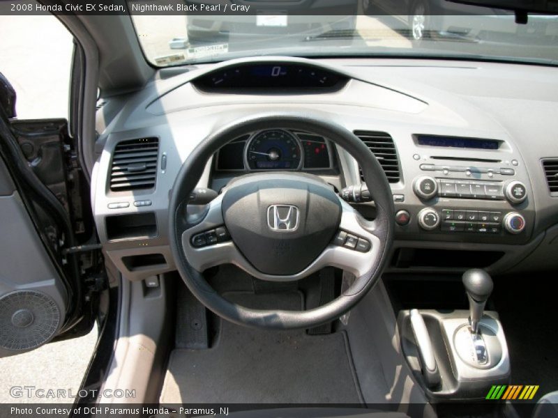 Nighthawk Black Pearl / Gray 2008 Honda Civic EX Sedan
