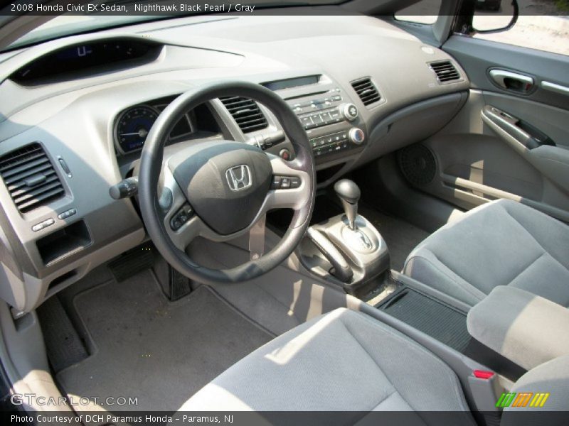 Nighthawk Black Pearl / Gray 2008 Honda Civic EX Sedan
