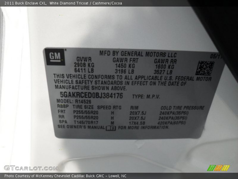 White Diamond Tricoat / Cashmere/Cocoa 2011 Buick Enclave CXL