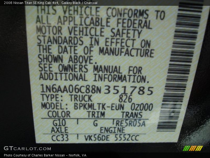Galaxy Black / Charcoal 2008 Nissan Titan SE King Cab 4x4
