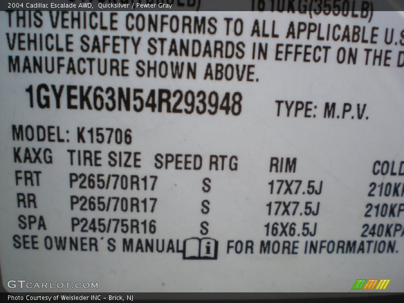 Quicksilver / Pewter Gray 2004 Cadillac Escalade AWD