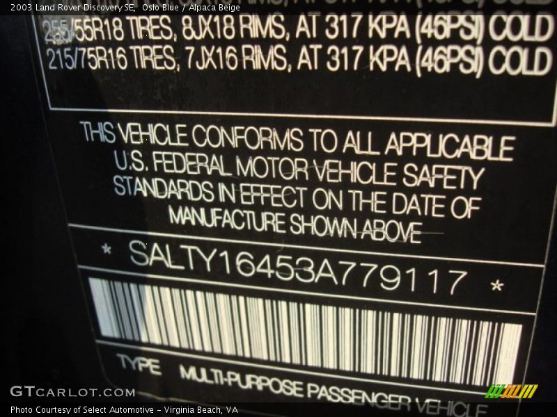 Oslo Blue / Alpaca Beige 2003 Land Rover Discovery SE