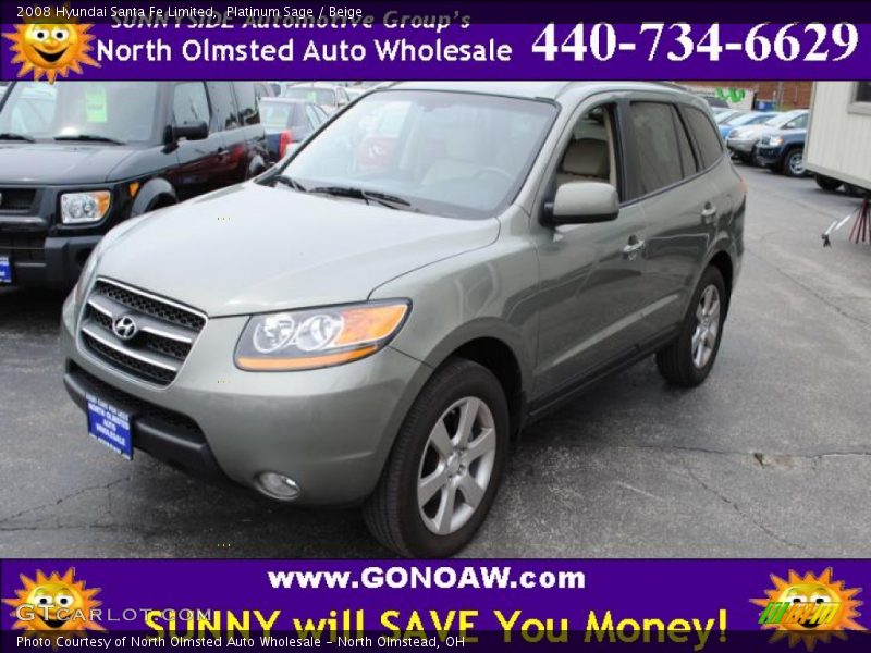 Platinum Sage / Beige 2008 Hyundai Santa Fe Limited