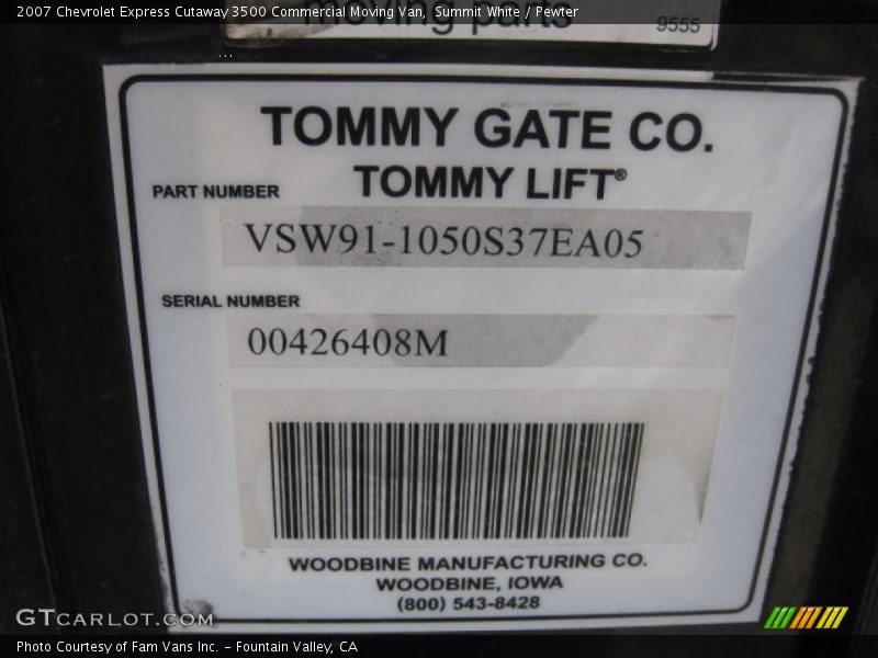 Summit White / Pewter 2007 Chevrolet Express Cutaway 3500 Commercial Moving Van