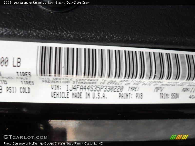 Black / Dark Slate Gray 2005 Jeep Wrangler Unlimited 4x4