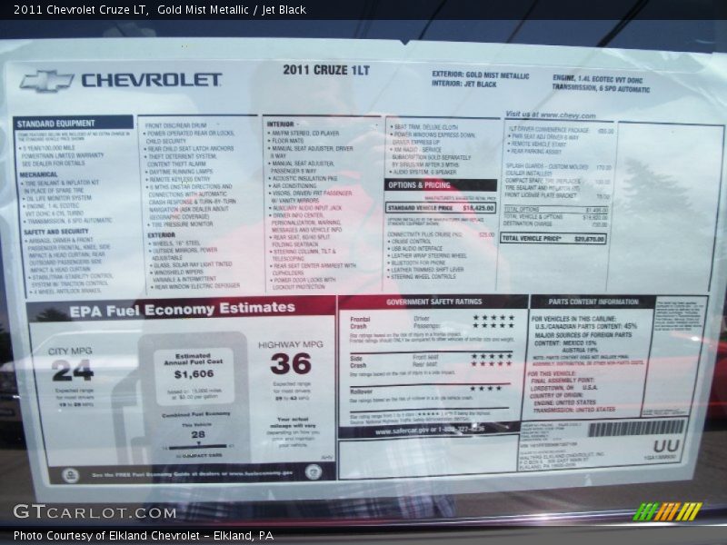 Gold Mist Metallic / Jet Black 2011 Chevrolet Cruze LT