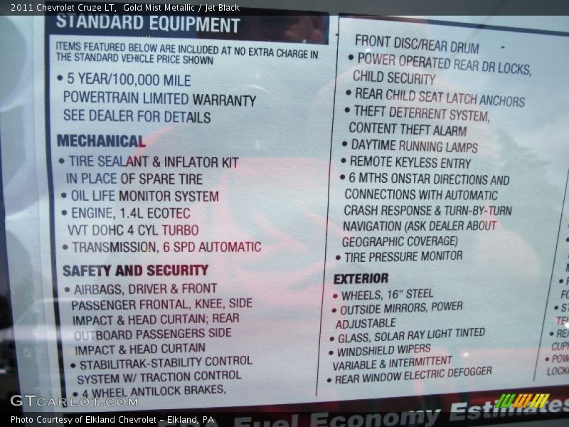 Gold Mist Metallic / Jet Black 2011 Chevrolet Cruze LT