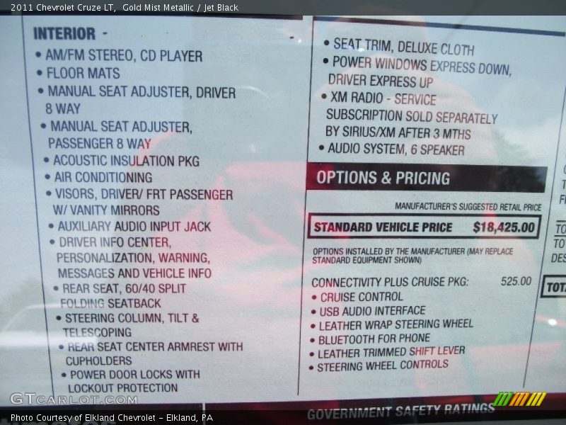 Gold Mist Metallic / Jet Black 2011 Chevrolet Cruze LT