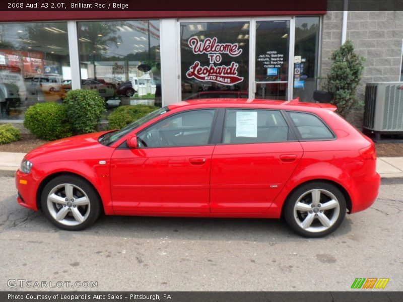 Brilliant Red / Beige 2008 Audi A3 2.0T