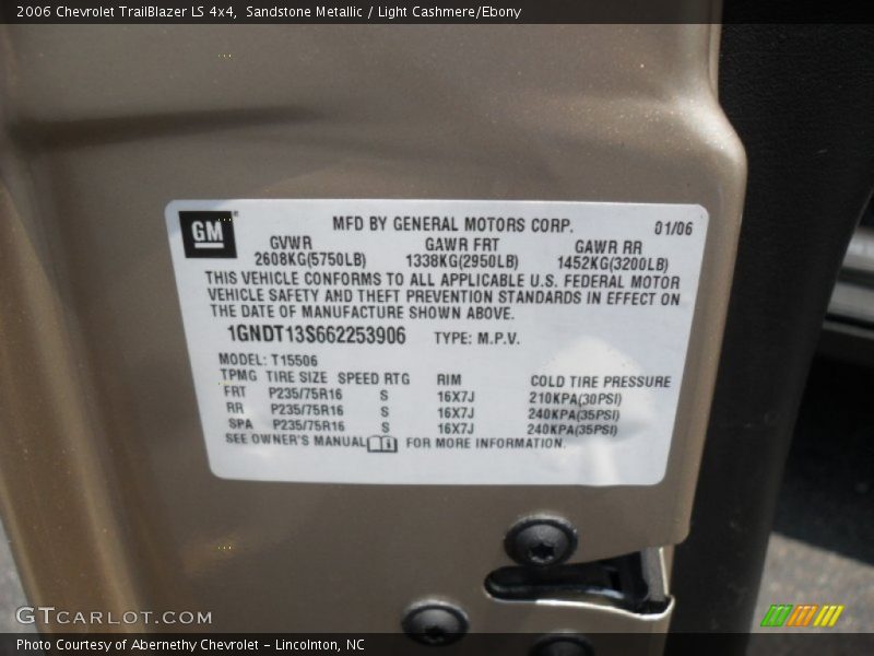 Sandstone Metallic / Light Cashmere/Ebony 2006 Chevrolet TrailBlazer LS 4x4