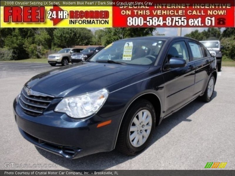 Modern Blue Pearl / Dark Slate Gray/Light Slate Gray 2008 Chrysler Sebring LX Sedan
