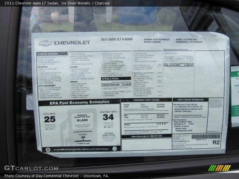  2011 Aveo LT Sedan Window Sticker