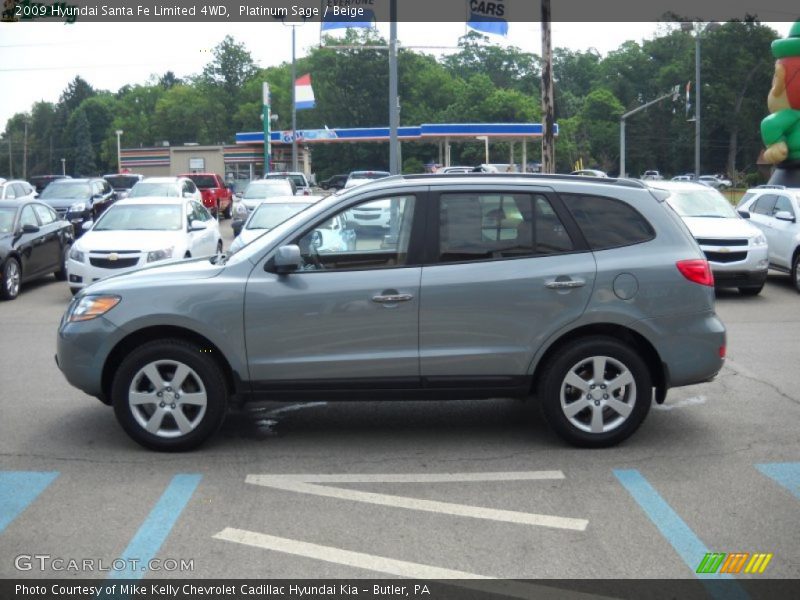 Platinum Sage / Beige 2009 Hyundai Santa Fe Limited 4WD