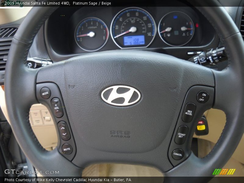 Platinum Sage / Beige 2009 Hyundai Santa Fe Limited 4WD