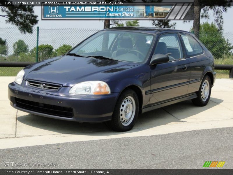 Dark Amethyst Pearl Metallic / Gray 1998 Honda Civic CX Hatchback