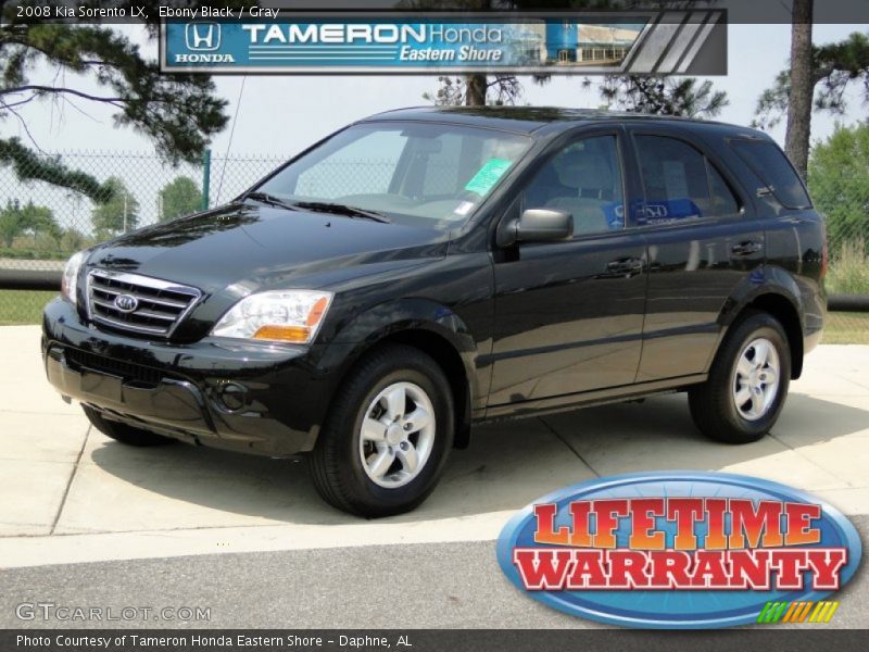 Ebony Black / Gray 2008 Kia Sorento LX