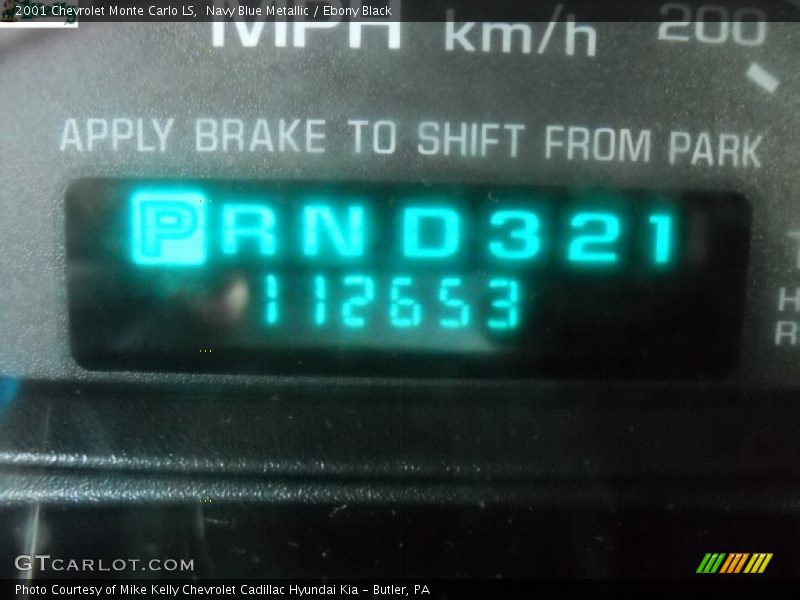 Navy Blue Metallic / Ebony Black 2001 Chevrolet Monte Carlo LS