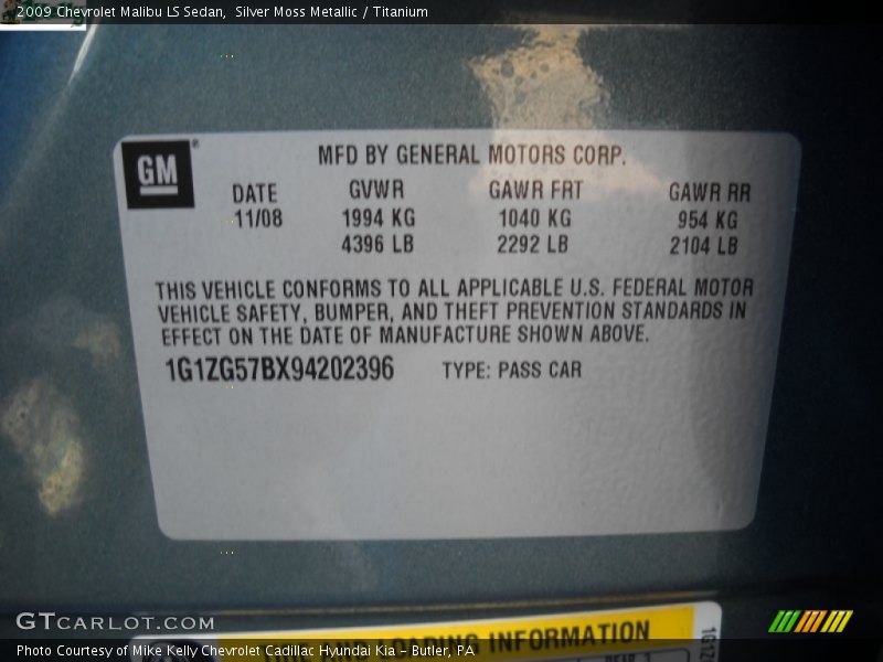 Silver Moss Metallic / Titanium 2009 Chevrolet Malibu LS Sedan