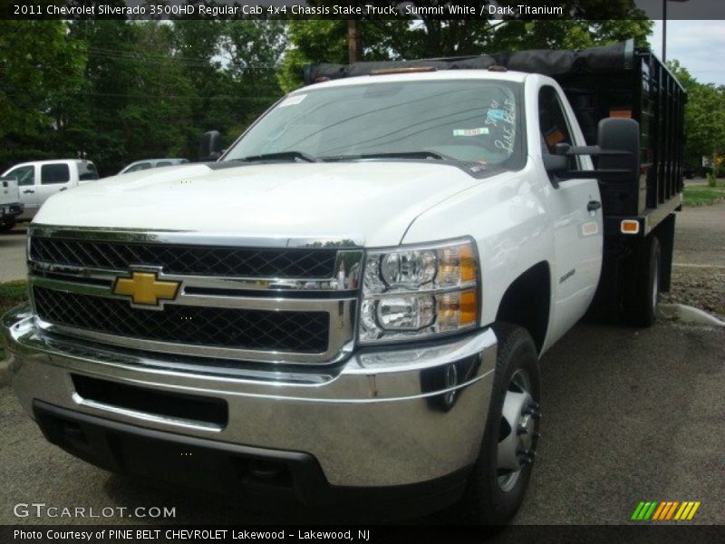 Summit White / Dark Titanium 2011 Chevrolet Silverado 3500HD Regular Cab 4x4 Chassis Stake Truck