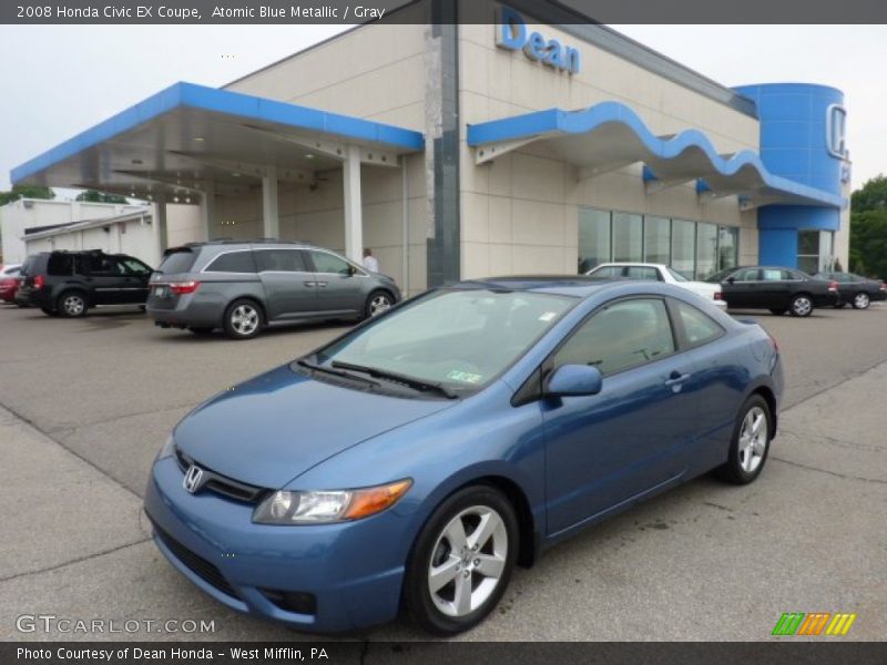 Atomic Blue Metallic / Gray 2008 Honda Civic EX Coupe