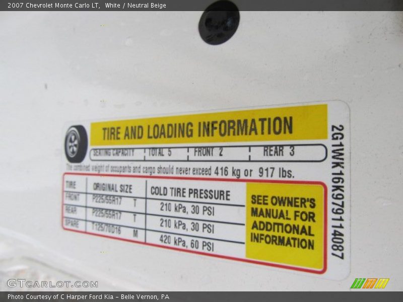 Info Tag of 2007 Monte Carlo LT