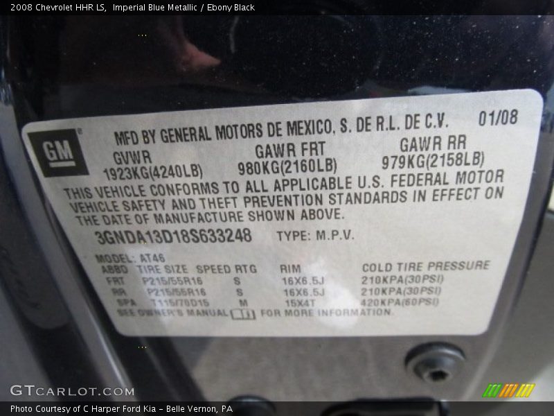Imperial Blue Metallic / Ebony Black 2008 Chevrolet HHR LS