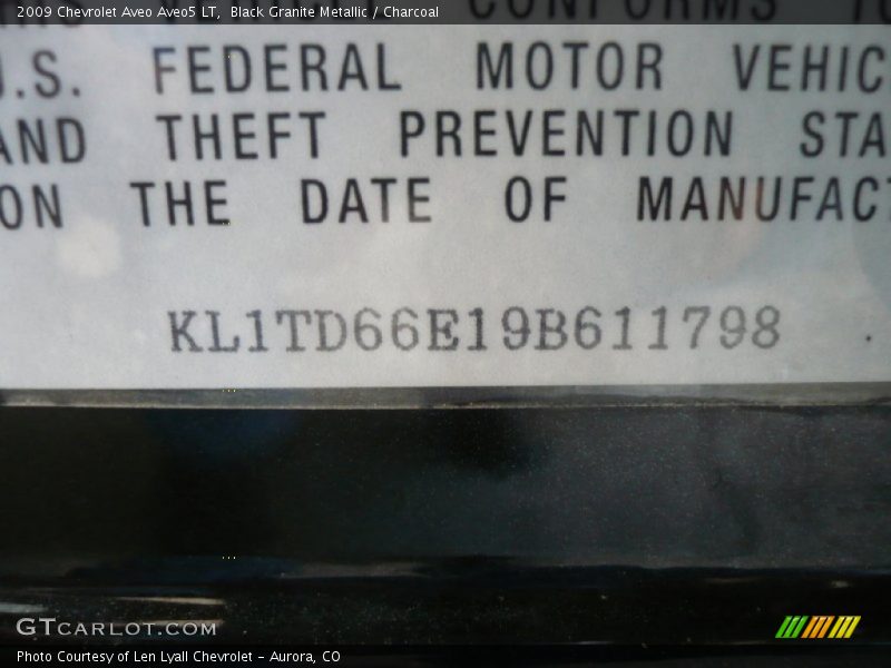 Black Granite Metallic / Charcoal 2009 Chevrolet Aveo Aveo5 LT
