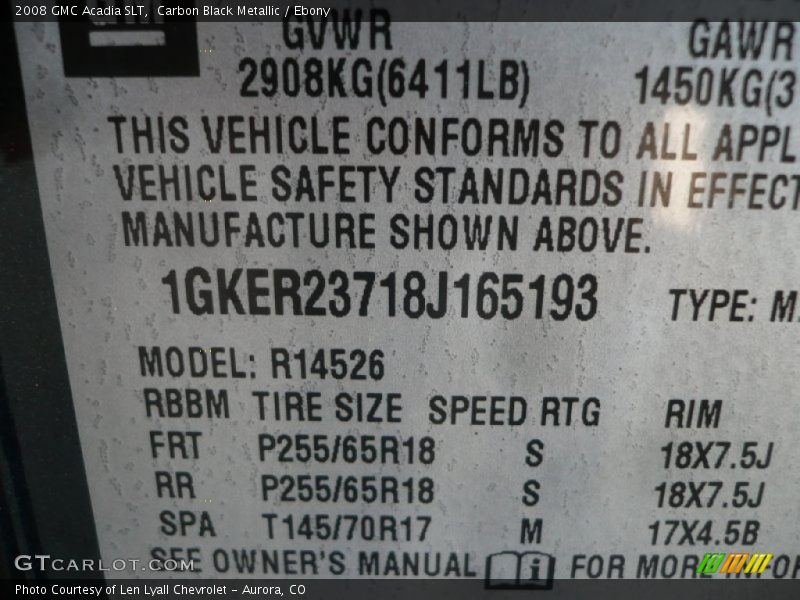 Carbon Black Metallic / Ebony 2008 GMC Acadia SLT