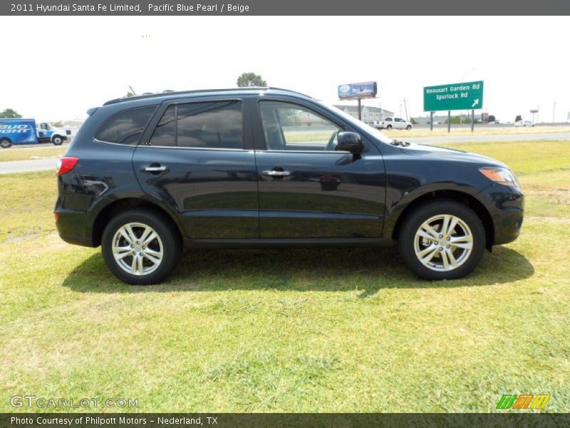 Pacific Blue Pearl / Beige 2011 Hyundai Santa Fe Limited