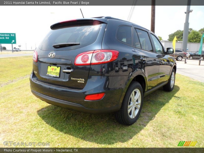 Pacific Blue Pearl / Beige 2011 Hyundai Santa Fe Limited
