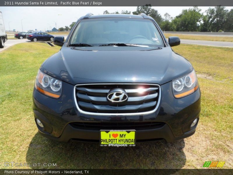 Pacific Blue Pearl / Beige 2011 Hyundai Santa Fe Limited